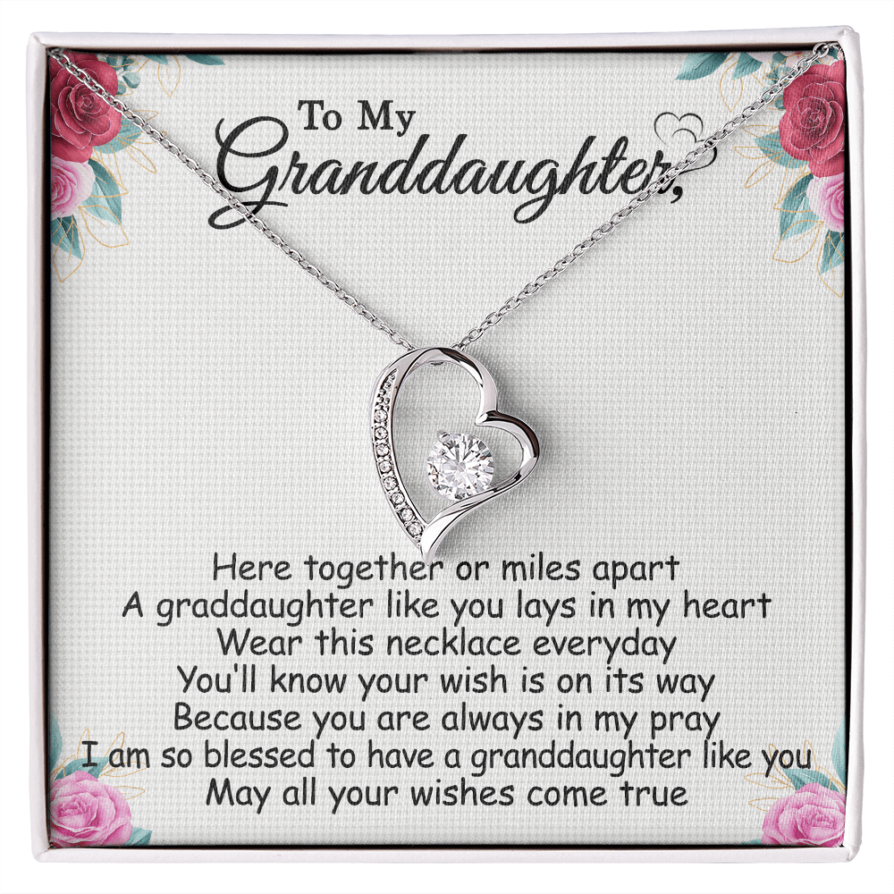 Gift For Granddaughter - Here Together - Forever Love Necklace With Message Card - Gift For Birthday From Grandmother, Grandfather