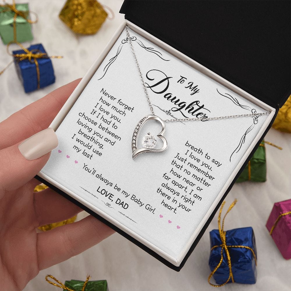 Gift For Daughter - When Life Tries - Forever Love Necklace With Message Card - Gift For Birthday, Christmas From Dad, Father, Daddy