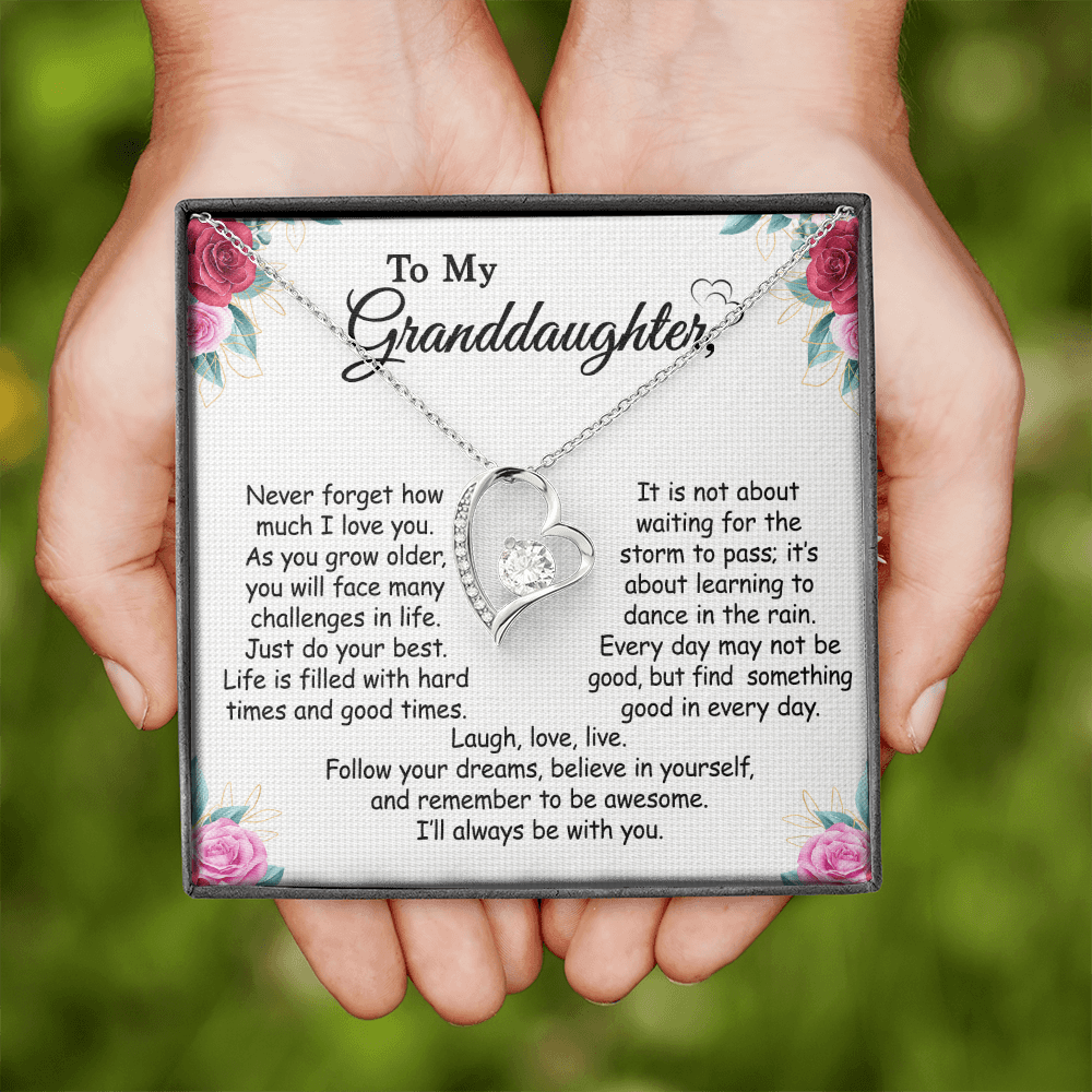 Gift For Granddaughter - Forever Love Necklace With Message Card - Gift For Birthday From Grandmother, Grandfather