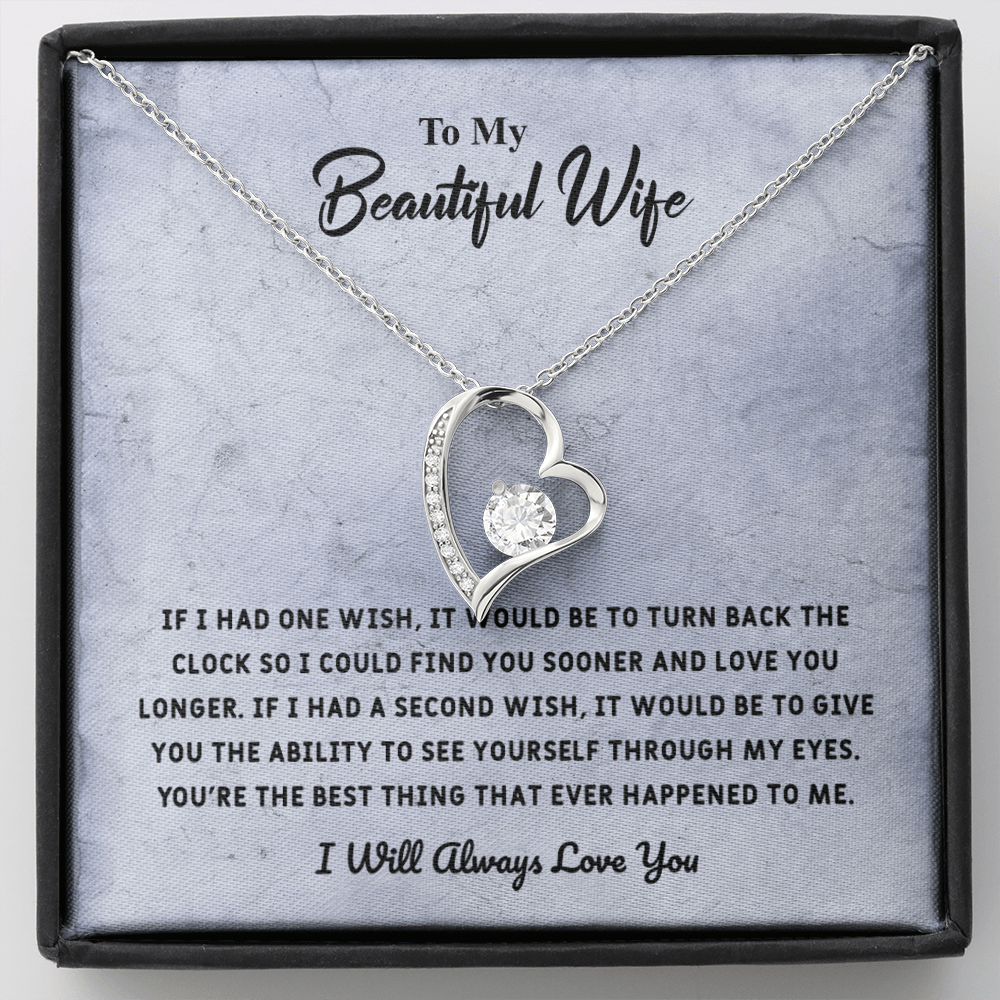 Beautiful Wife If I Had One Wish - Forever Love Necklace Message Card