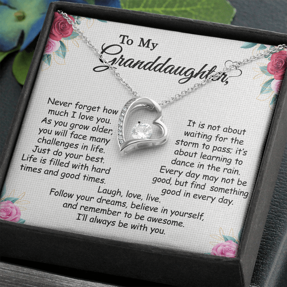 Gift For Granddaughter - Forever Love Necklace With Message Card - Gift For Birthday From Grandmother, Grandfather