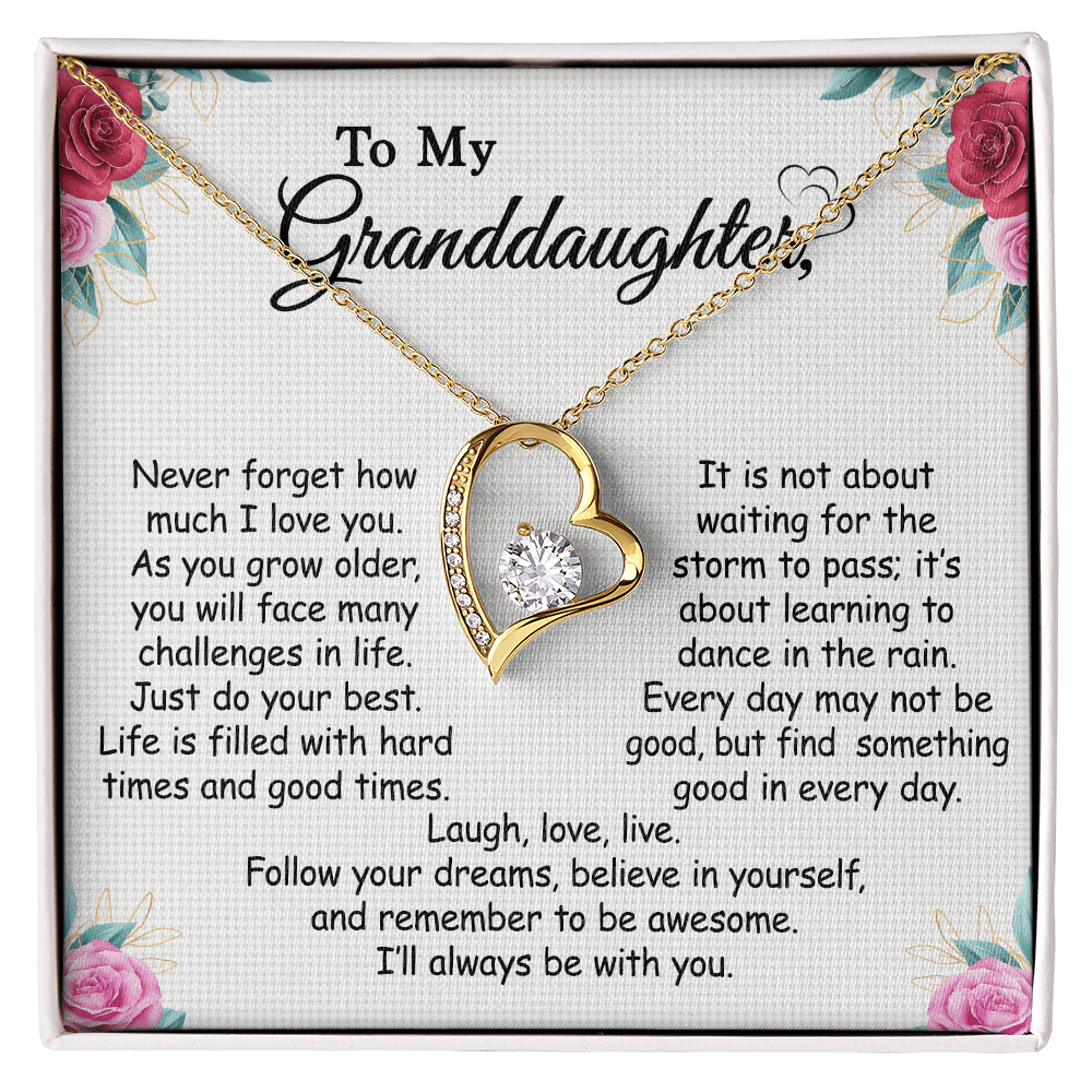 Gift For Granddaughter - Forever Love Necklace With Message Card - Gift For Birthday From Grandmother, Grandfather