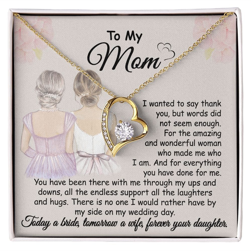 Gift For Mom - Wedding Day Thank You - Forever Love Necklace With Message Card - Gift From Daughter For Mom On Wedding Day