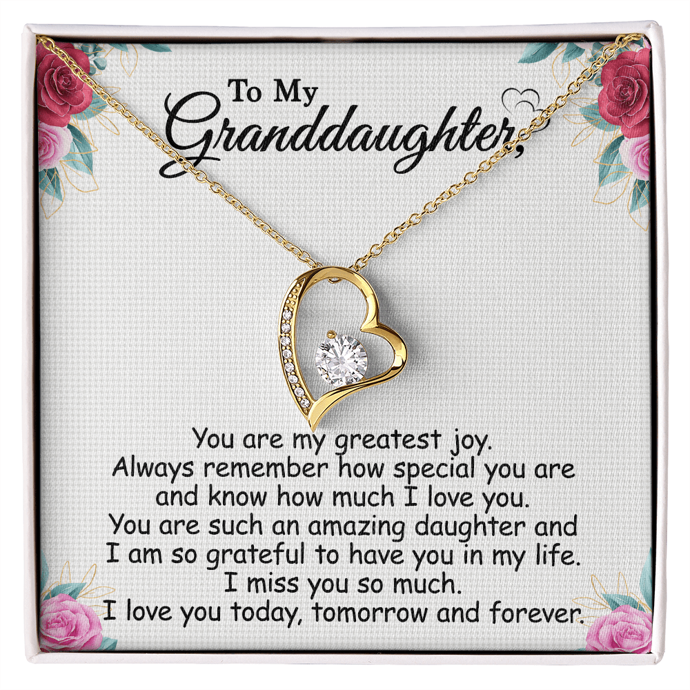 Gift For Granddaughter - My Greatest Joy - Forever Love Necklace With Message Card - Gift For Birthday From Grandmother, Grandfather