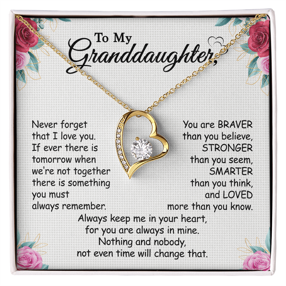 Gift For Granddaughter - Keep Me In Your Heart - Forever Love Necklace With Message Card - Gift For Birthday From Grandmother, Grandfather