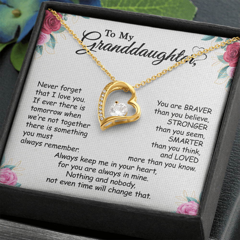 Gift For Granddaughter - Keep Me In Your Heart - Forever Love Necklace With Message Card - Gift For Birthday From Grandmother, Grandfather