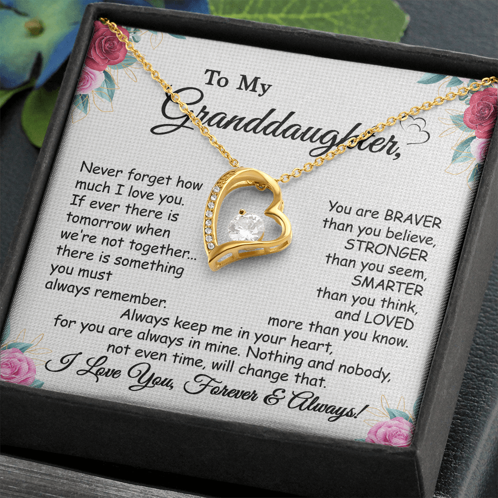 Gift For Granddaughter - Always Remember - Forever Love Necklace With Message Card - Gift For Birthday, Anniversary, Christmas From Grandmother, Grandfather