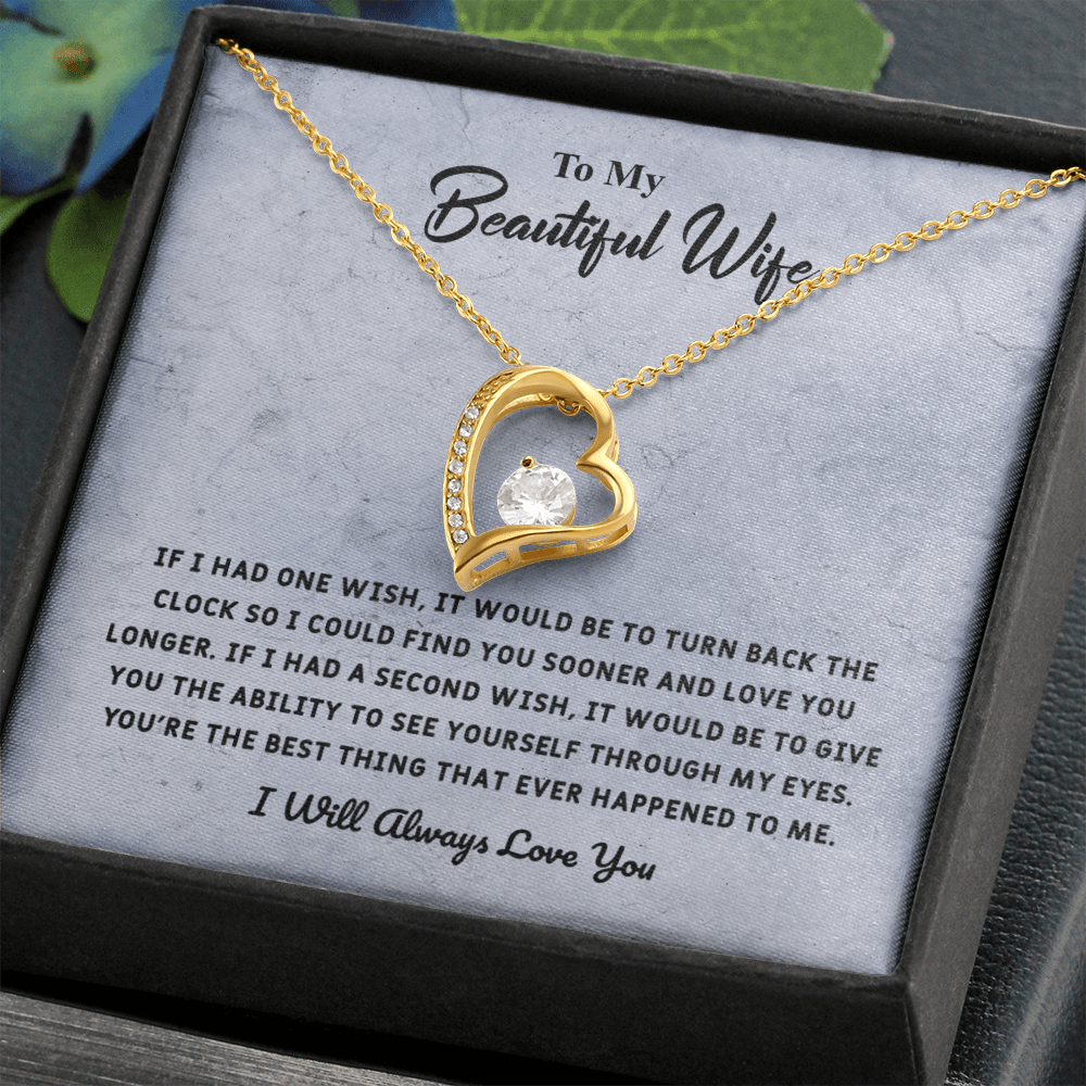 Beautiful Wife If I Had One Wish - Forever Love Necklace Message Card