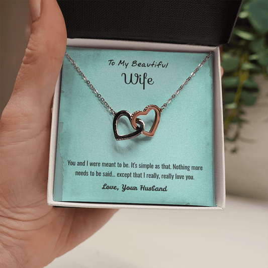 You and I Were Meant to Be - Interlocking Hearts Necklace Message Card