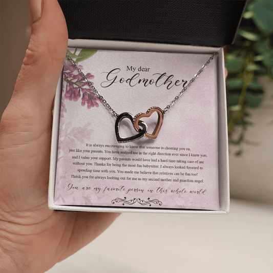 Godmother - It's Always Encouraging - Interlocking Hearts Necklace Message Card