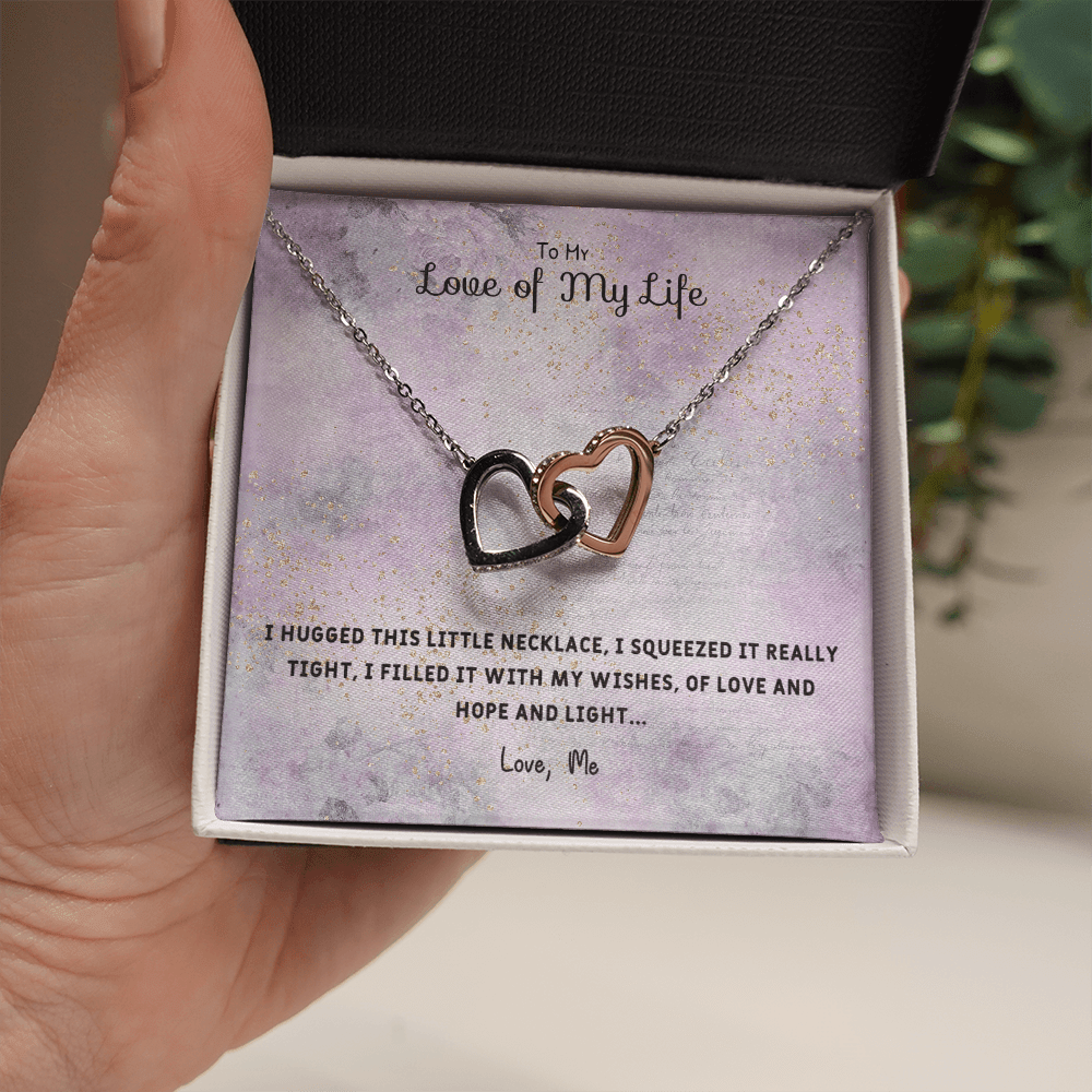I Hugged This Little Necklace - Interlocking Hearts Necklace Message Card