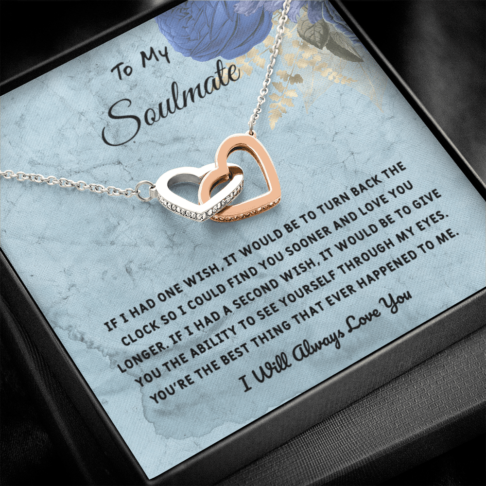 Soulmate If I Had One Wish - Interlocking Hearts Necklace Message Card