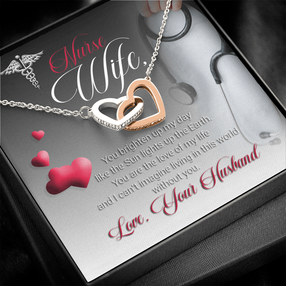 Nurse Wife - You Brighten Up My Day - Interlocking Hearts Necklace Message Card