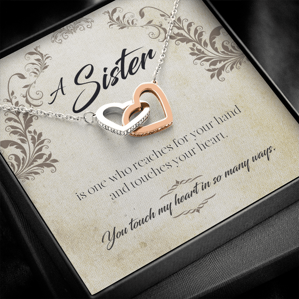 A Sister Is One Who Reaches For Your Hand - Interlocking Hearts Message Card