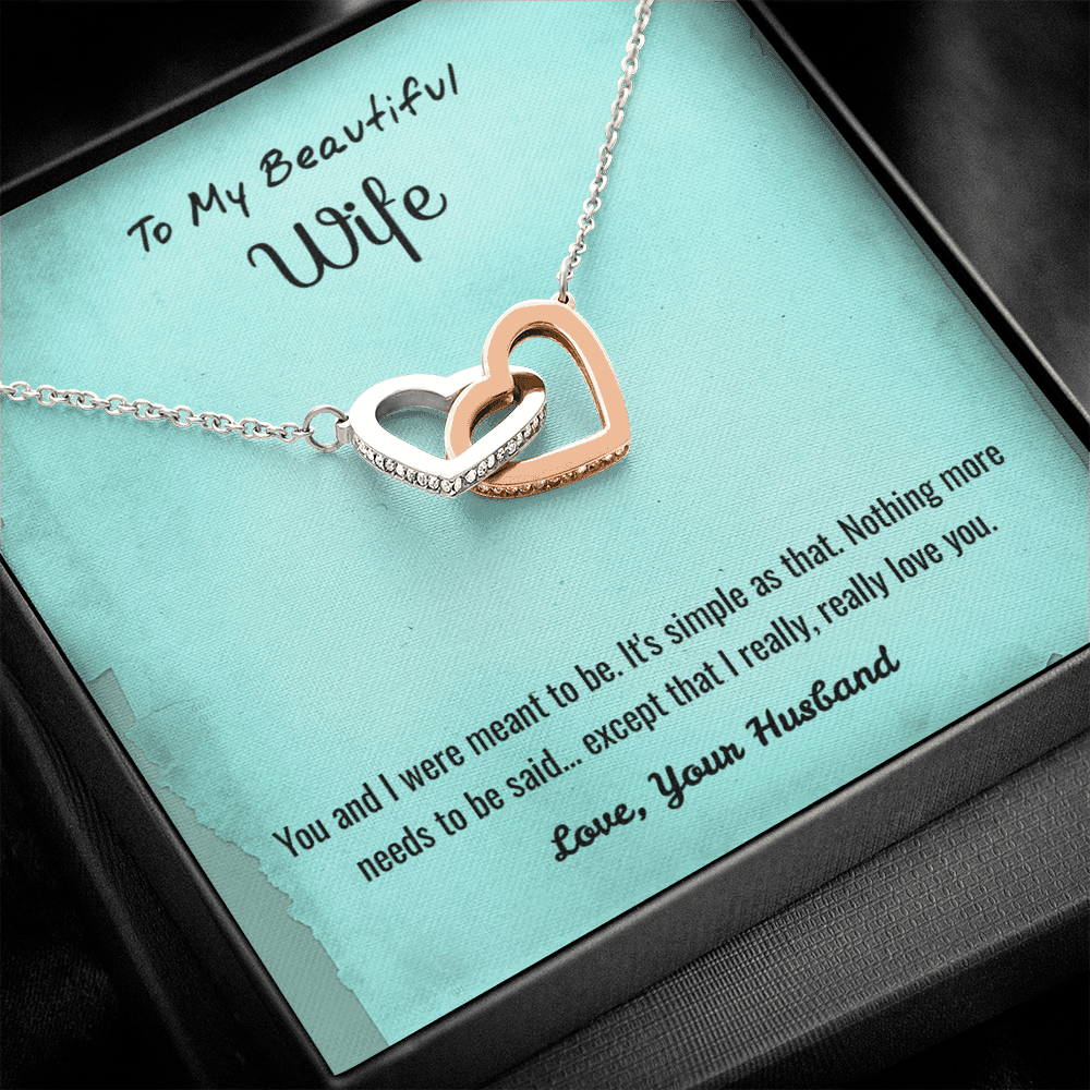 You and I Were Meant to Be - Interlocking Hearts Necklace Message Card