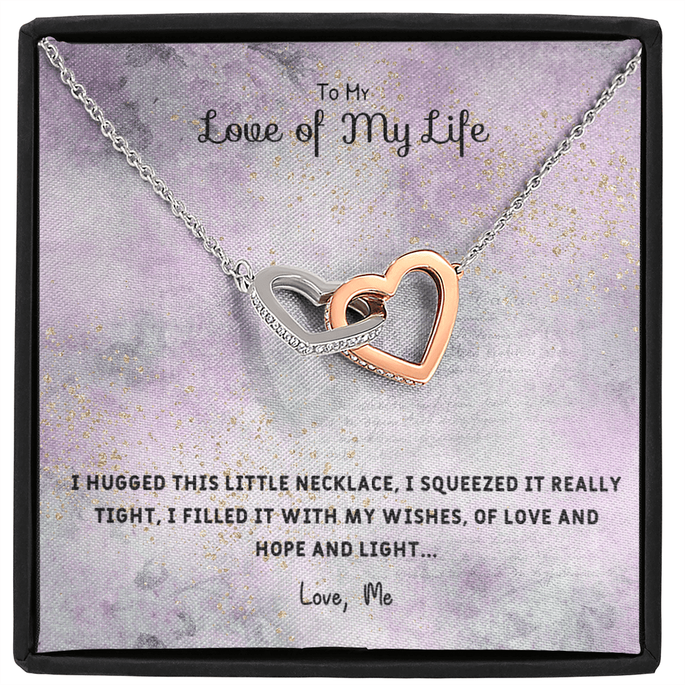 I Hugged This Little Necklace - Interlocking Hearts Necklace Message Card