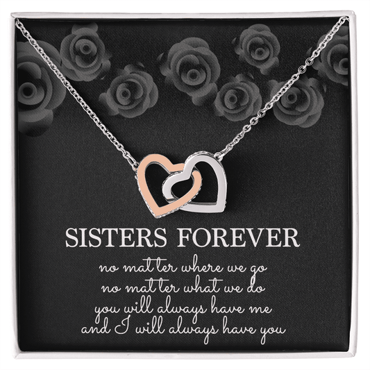 Gift For Sister - Sisters Forever - Interlocked Hearts Necklace With Message Card - Sisters Necklace, Gift from Sister, Mothers Day Necklace, Sisters Gift Necklace