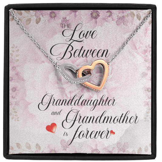 The Love Between Granddaughter And Grandmother - Interlocking Hearts Necklace Message Card