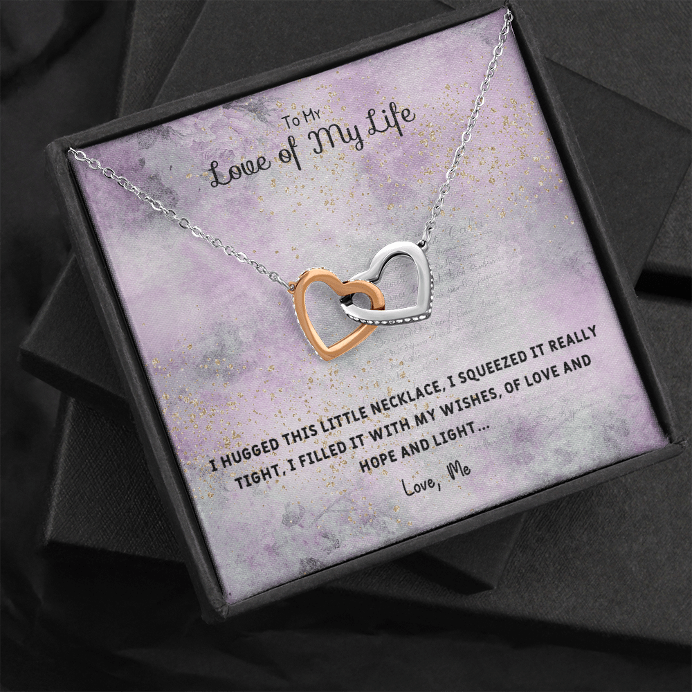 I Hugged This Little Necklace - Interlocking Hearts Necklace Message Card