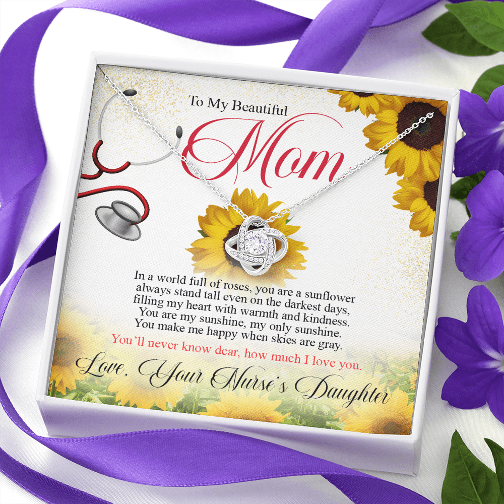 To My Beautiful Mom - Love Knot Necklace Message Card