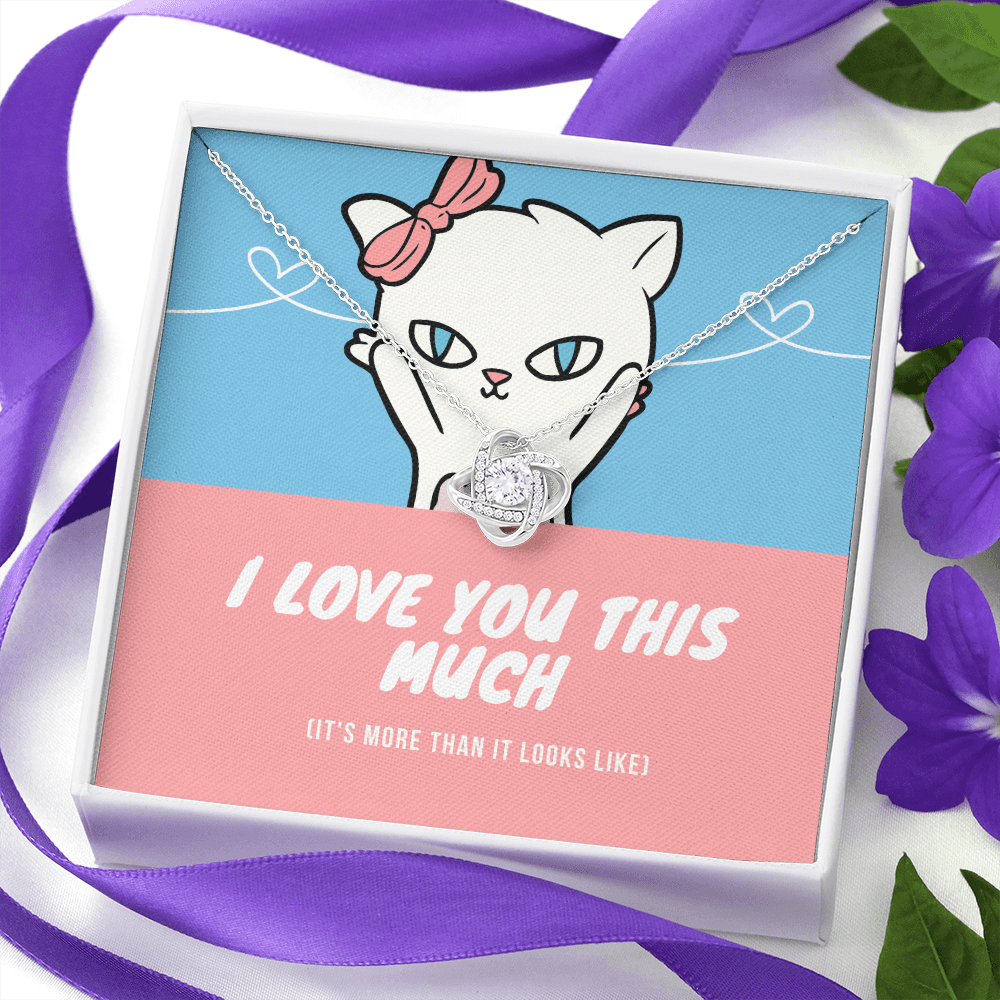 I Love You This Much Cute Cat - Love Knot Necklace Message Card