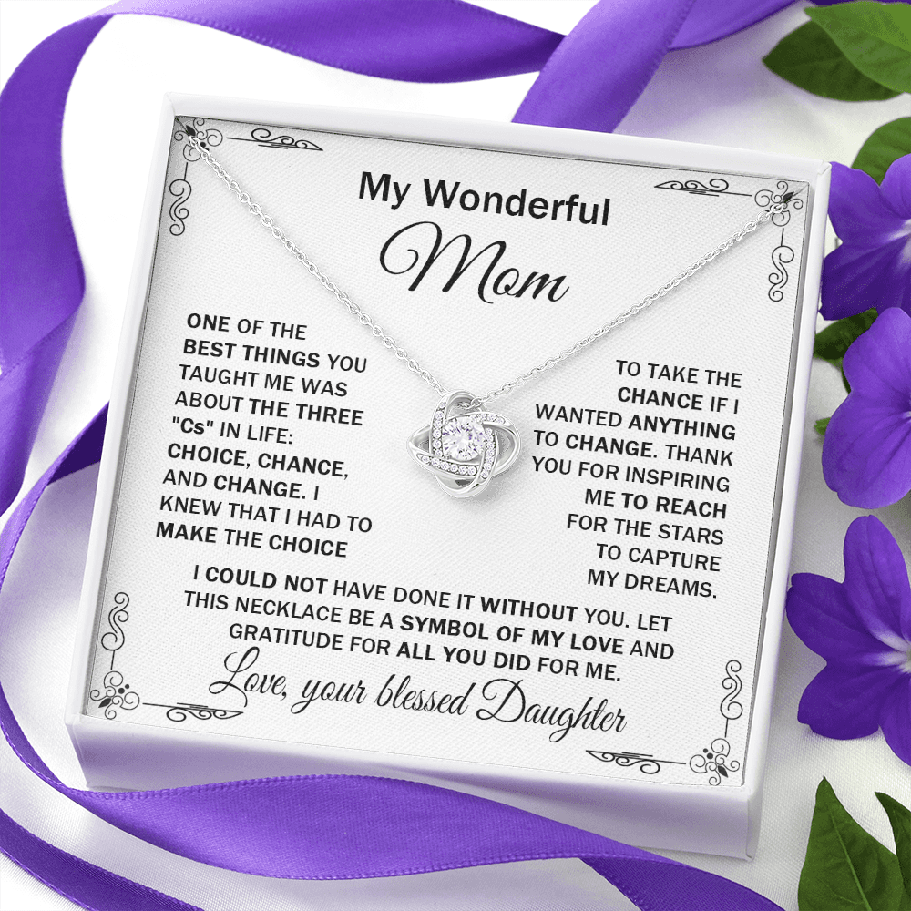 Wonderful Mom - One Of The Best Things - Love Knot Necklace Message Card - Gift For Mother's Day