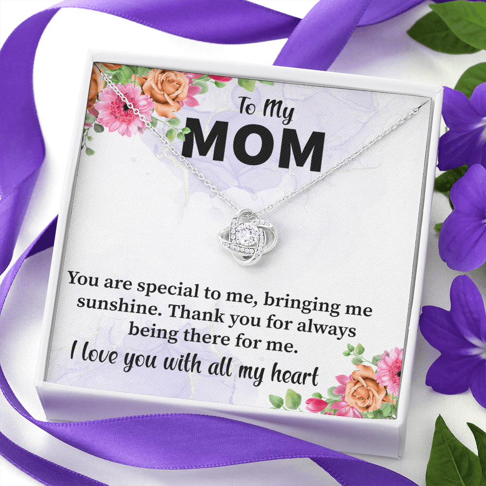 Mom - You Are Special To Me Love Knot Necklace Message Card