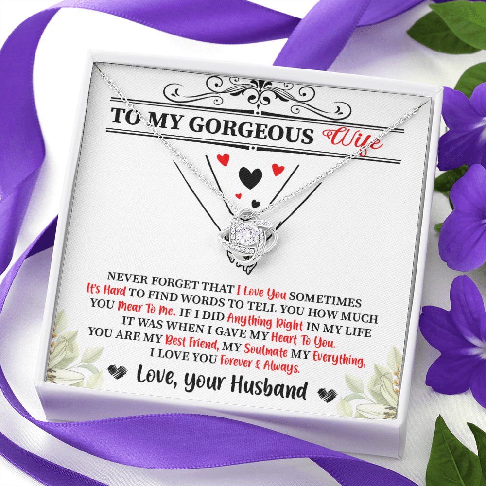 Wife - Never Forget That I Love You Love Knot Necklace Message Card