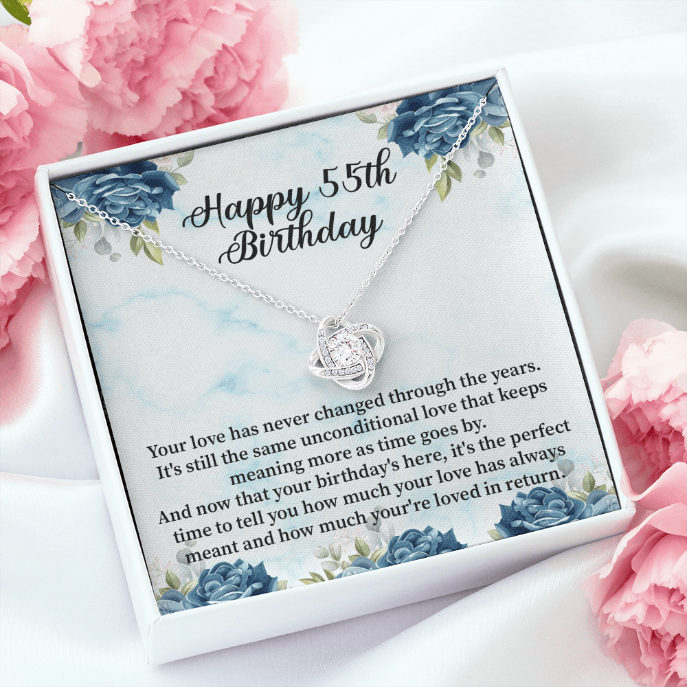 Happy 55th Birthday - Love Knot Necklace Message Card