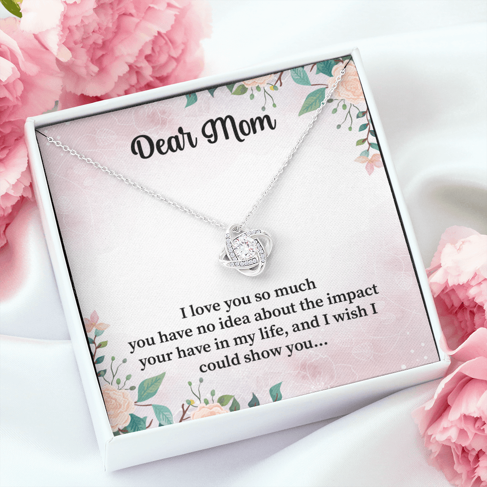 Mom - I Love You So Much Love Knot Necklace Message Card