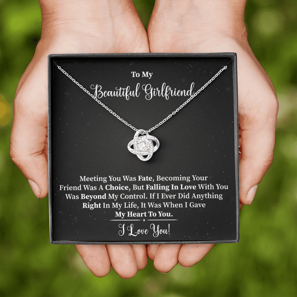 Girlfriend - Meeting You Was Fate Love Knot Necklace Message Card