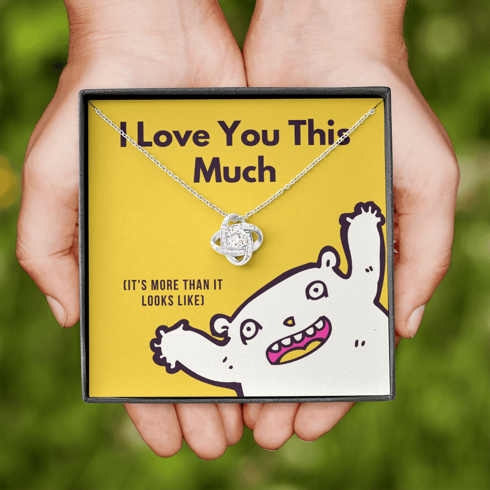 I Love You This Much Cute Monster - Love Knot Necklace Message Card