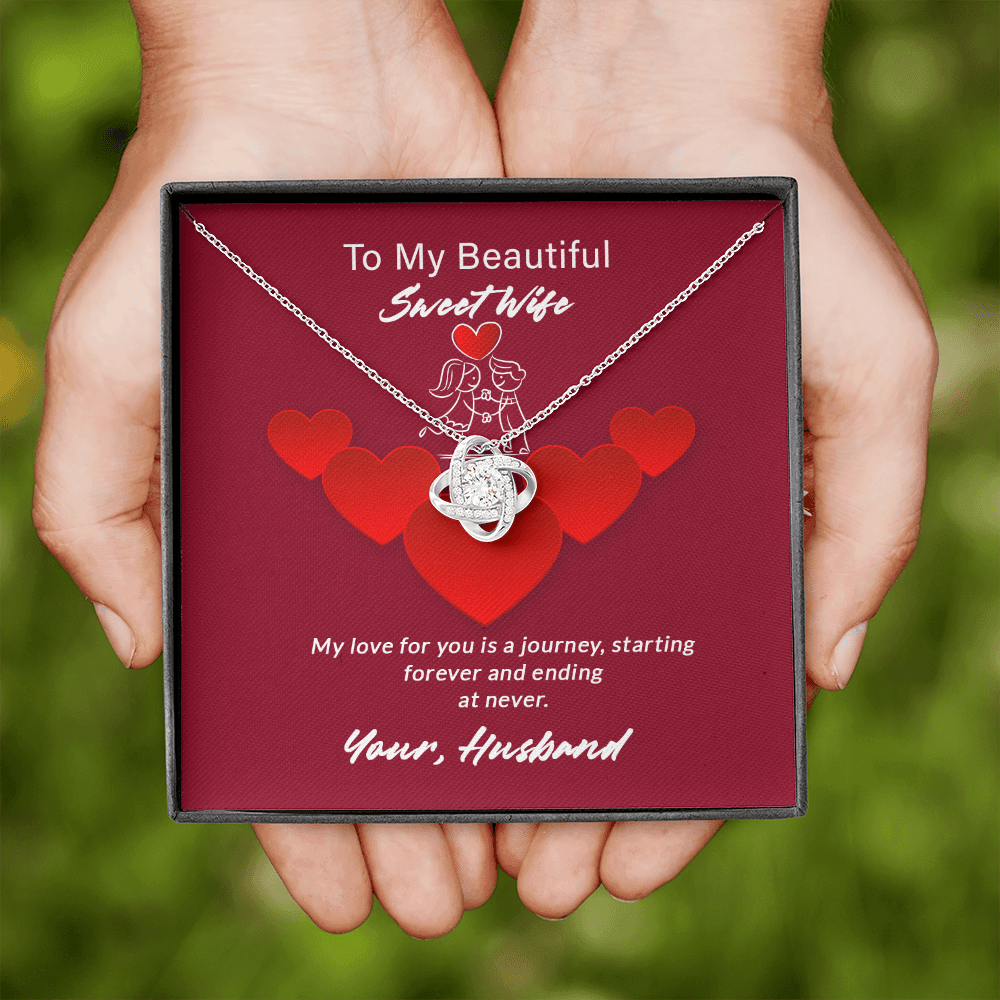 Wife - My Love For You Is A Journey - Love Knot Necklace Message Card