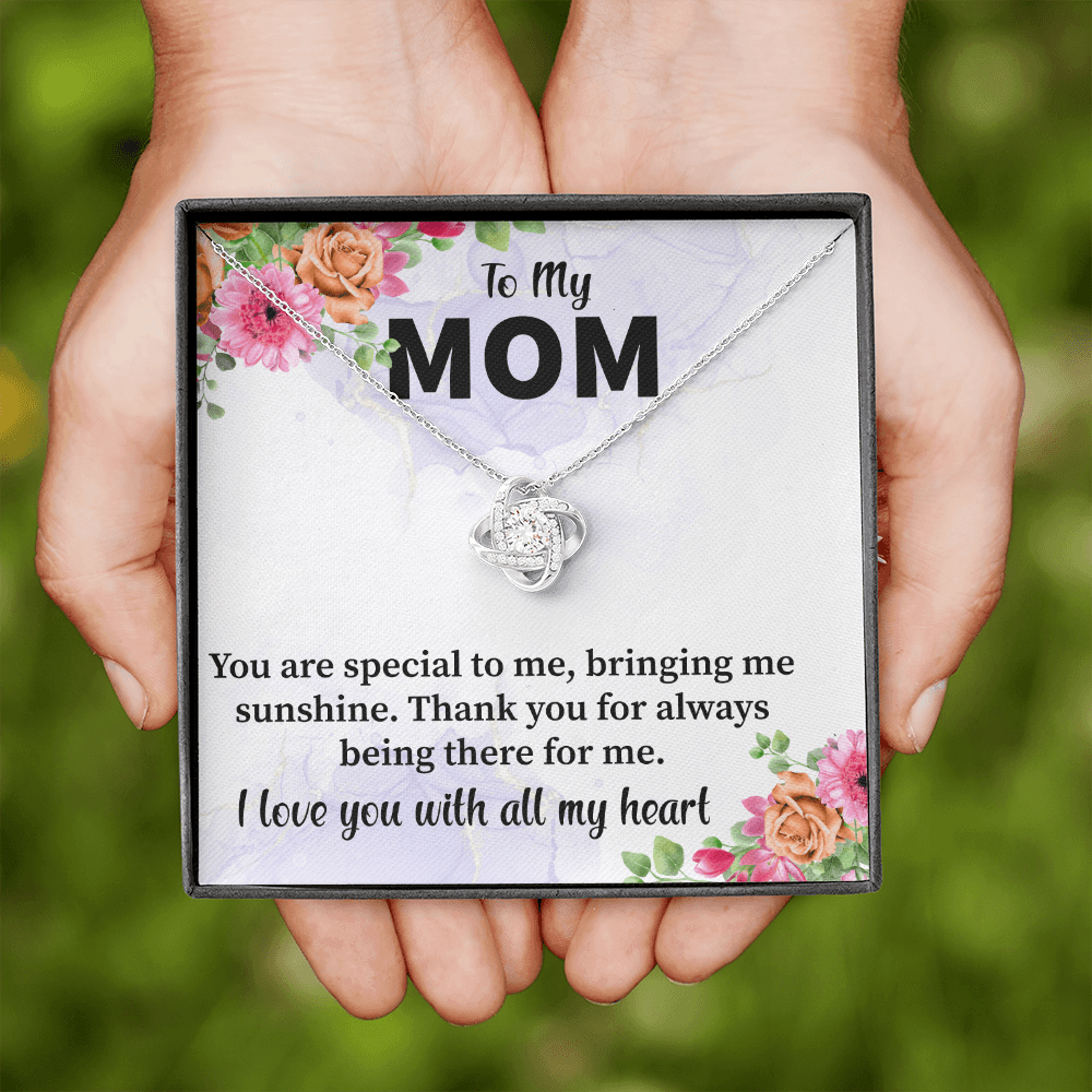 Mom - You Are Special To Me Love Knot Necklace Message Card