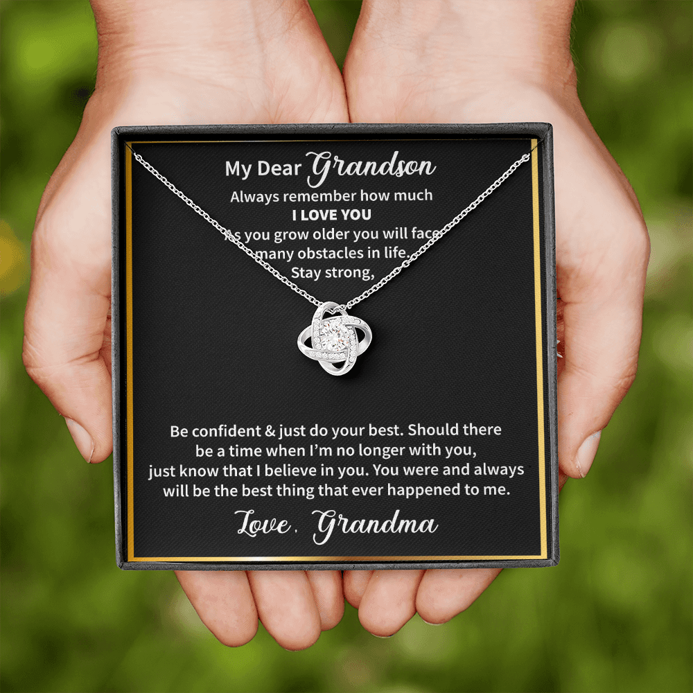 Grandson - Always Remember How Much I Love You Love Knot Necklace Message Card