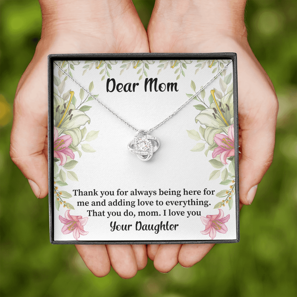 Mom - Thank You For Always Being Here Love Knot Necklace Message Card