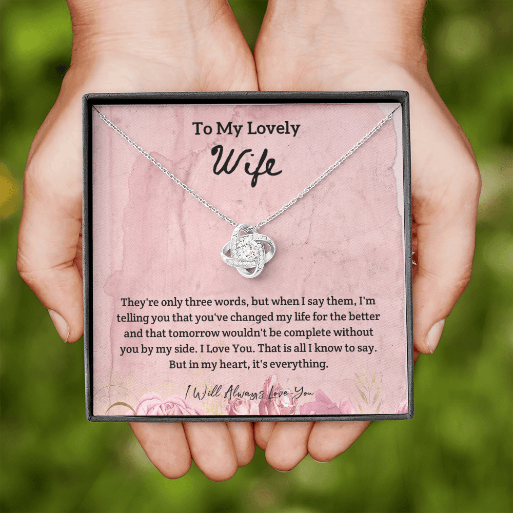 They're Only Three Words - Love Knot Necklace Message Card