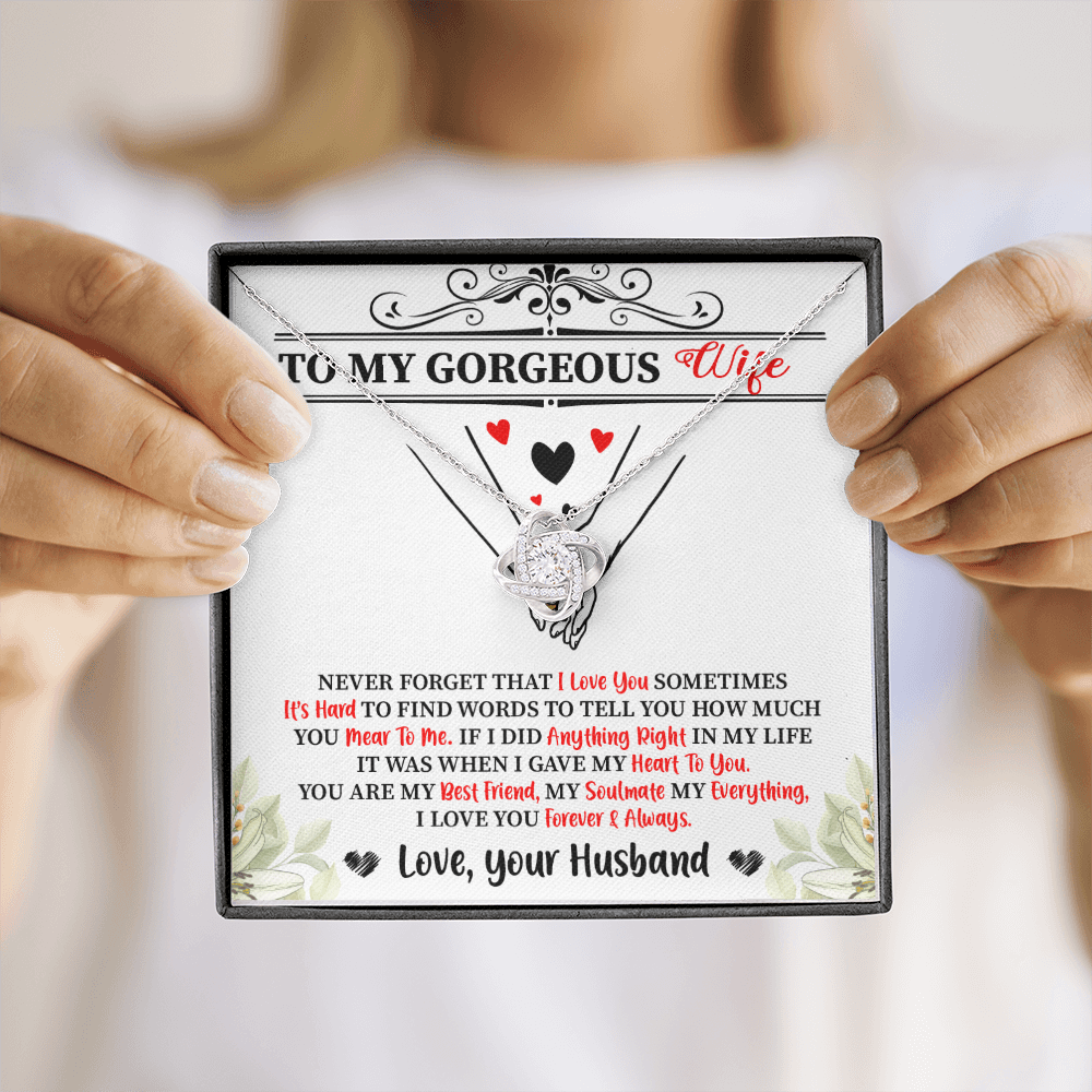 Wife - Never Forget That I Love You Love Knot Necklace Message Card