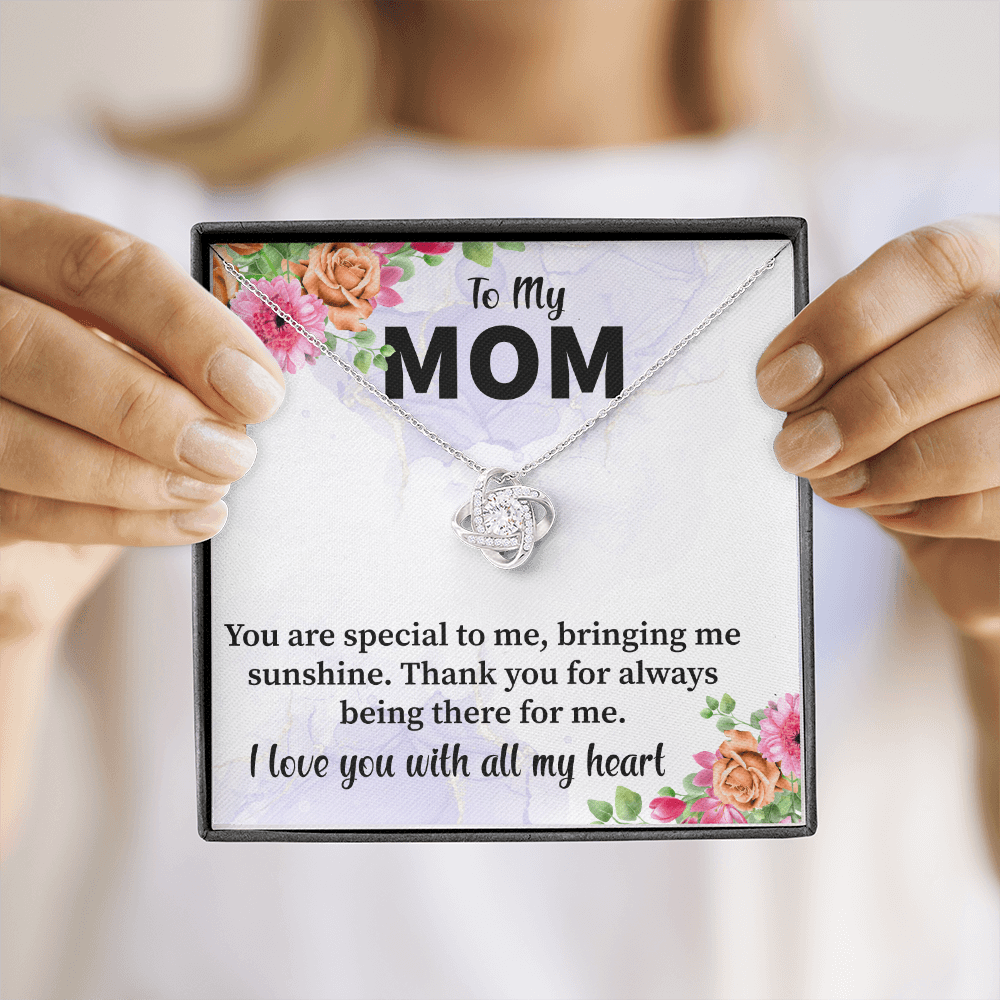 Mom - You Are Special To Me Love Knot Necklace Message Card