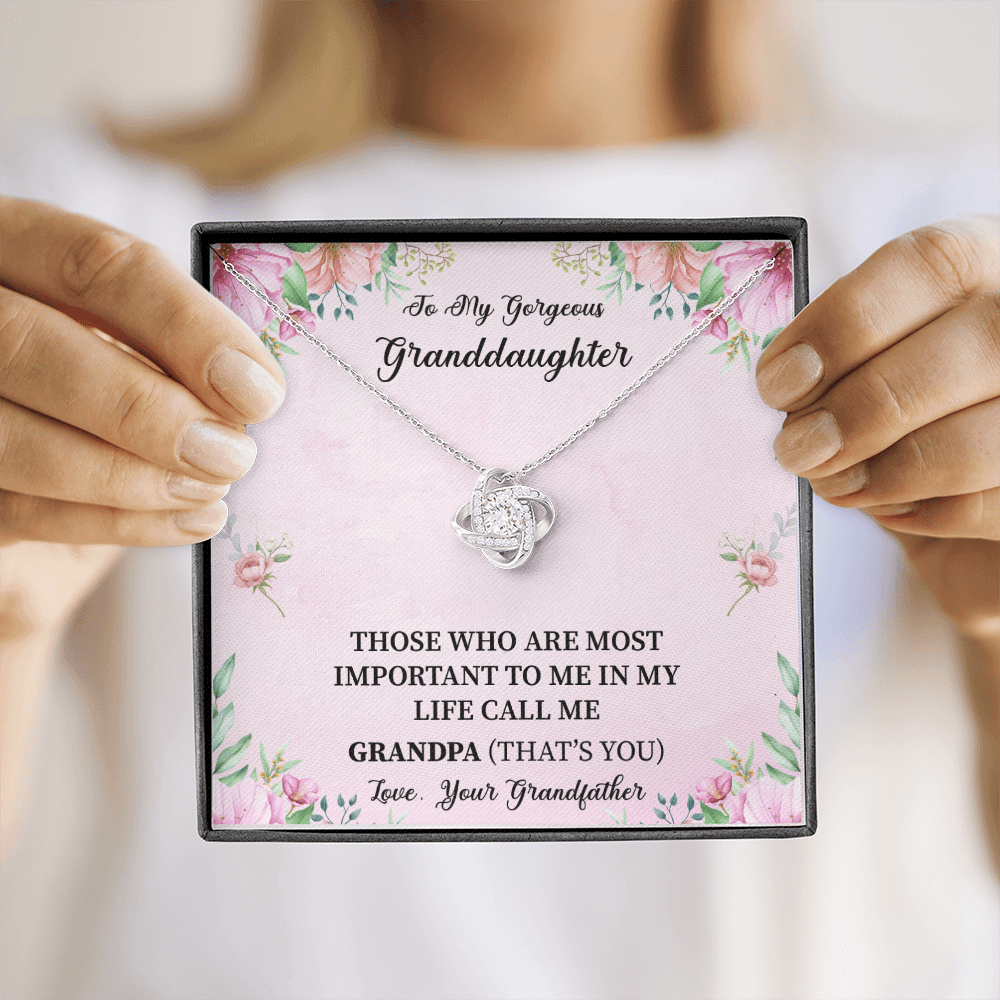 Granddaughter - Those Who Are Most Important - Love Knot Necklace Message Card