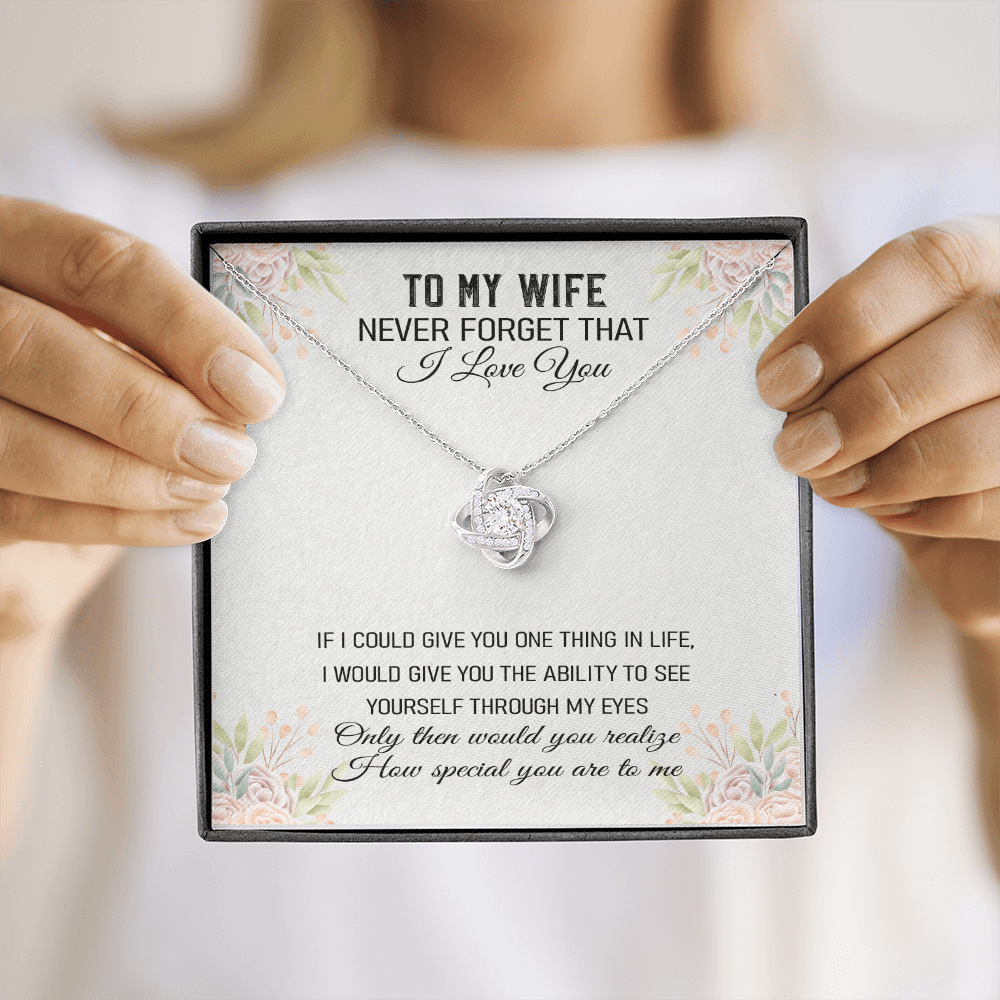 Never Forget That I Love You - Love Knot Necklace Message Card