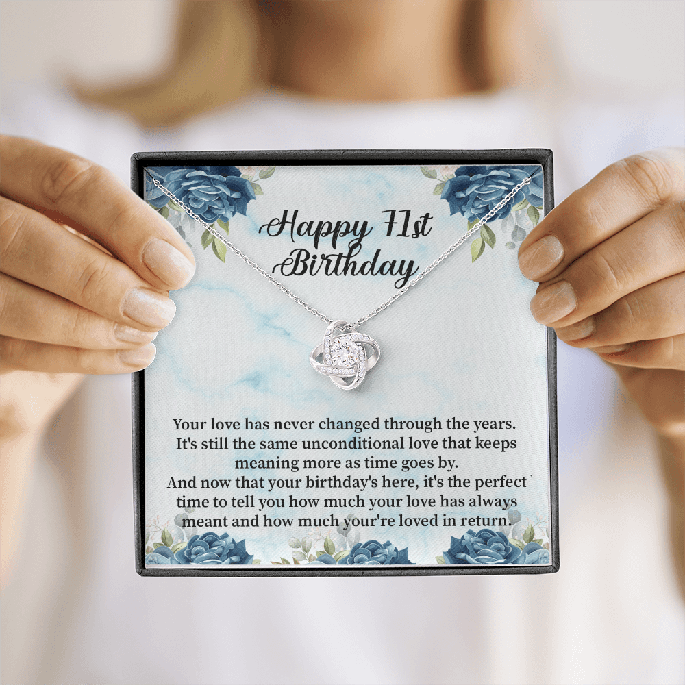 Happy 71st Birthday - Love Knot Necklace Message Card