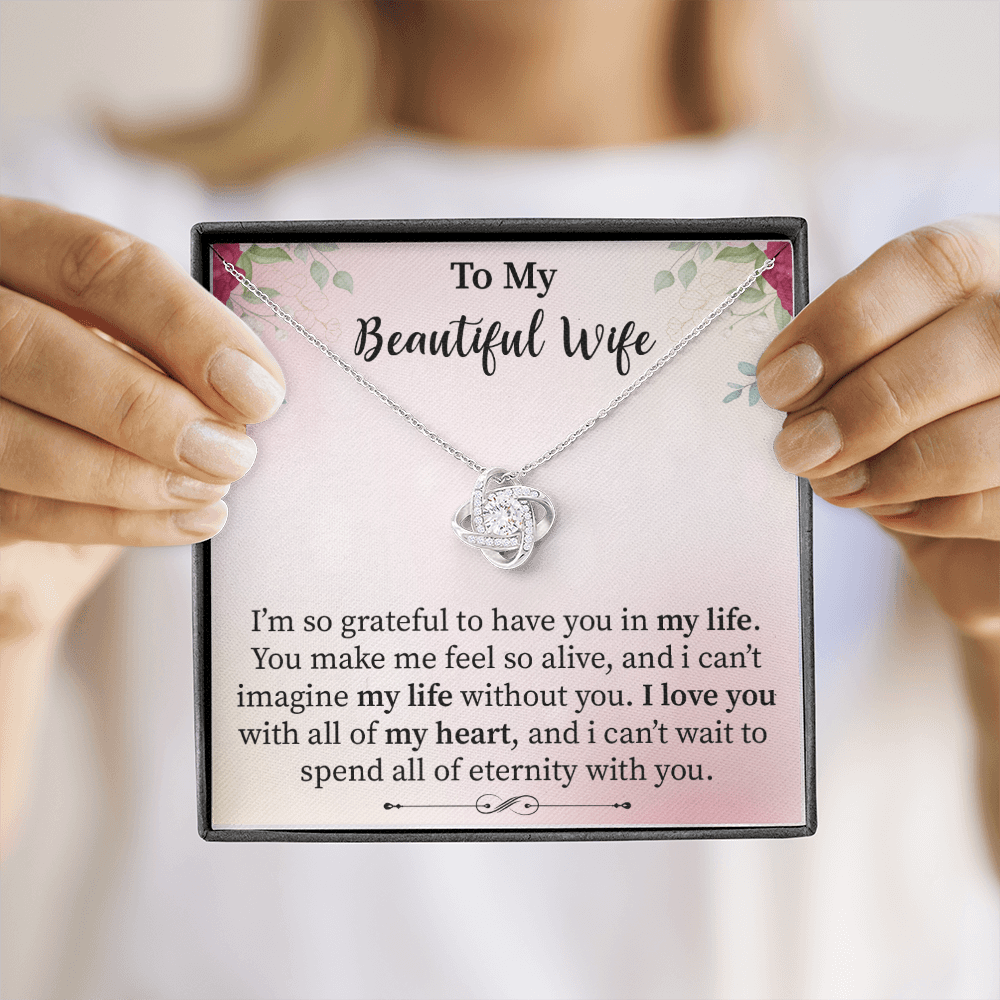 Wife - I'm So Grateful - Love Knot Necklace Message Card