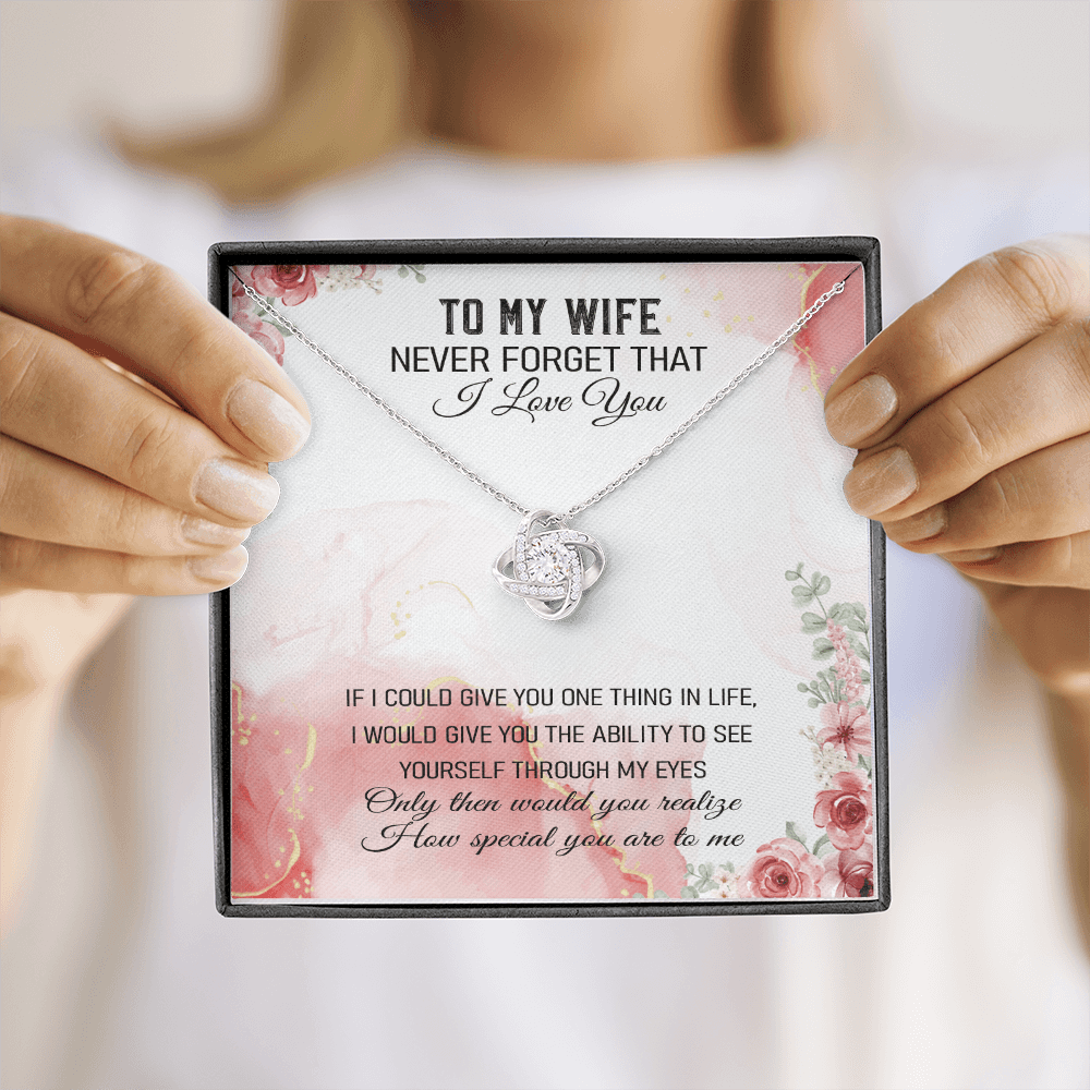 Never Forget That I Love You - Love Knot Necklace Message Card