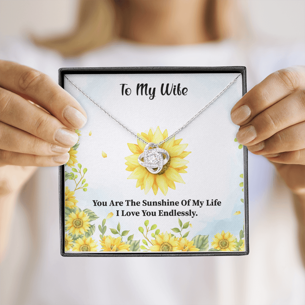 Wife - You Are The Sunshine Of My Life Love Knot Necklace Message Card