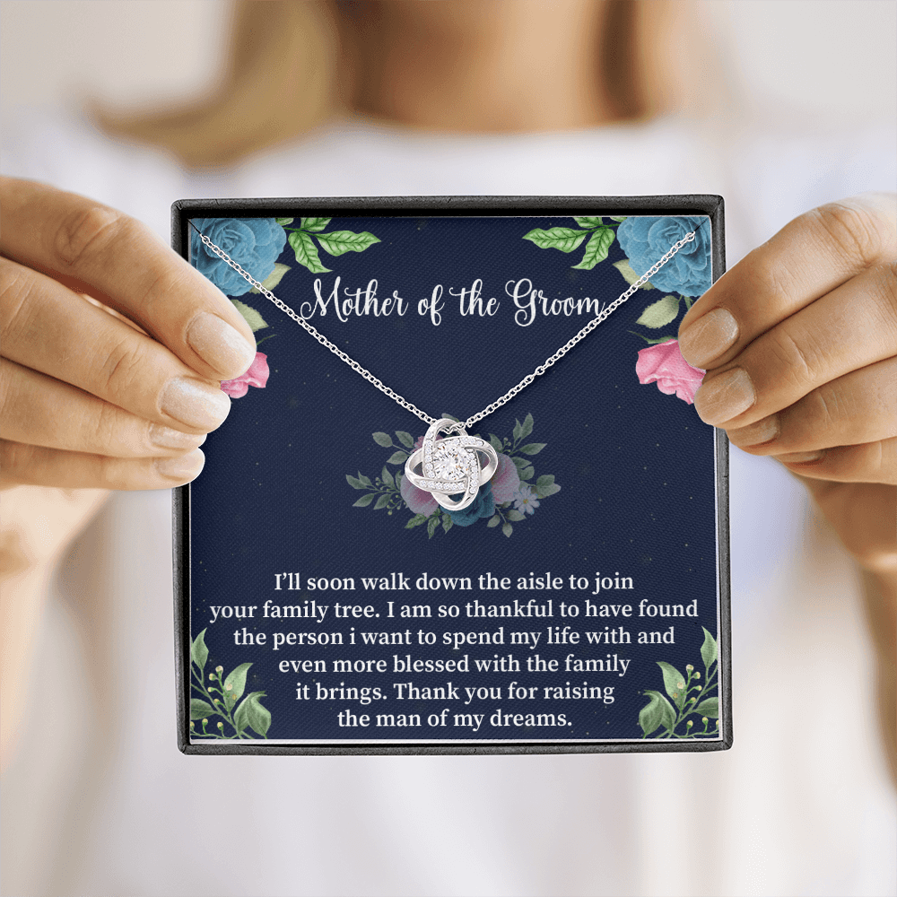 Mother Of The Groom - I'll Soon Walk Down Love Knot Necklace Message Card