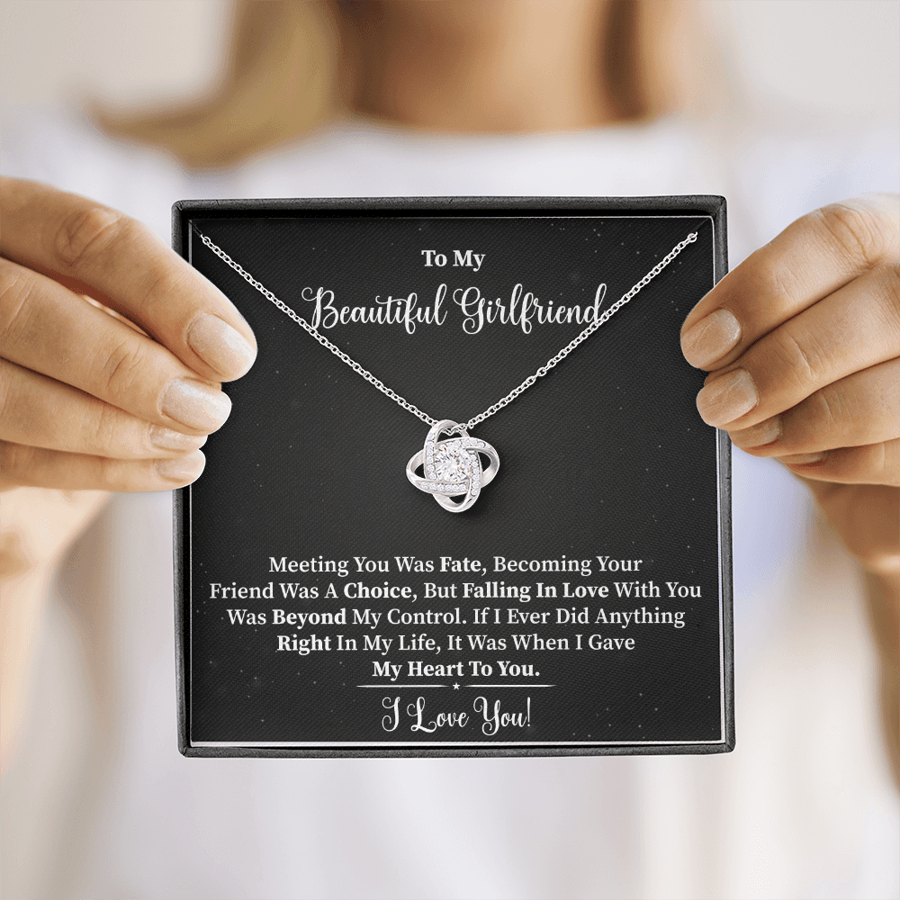 Girlfriend - Meeting You Was Fate Love Knot Necklace Message Card