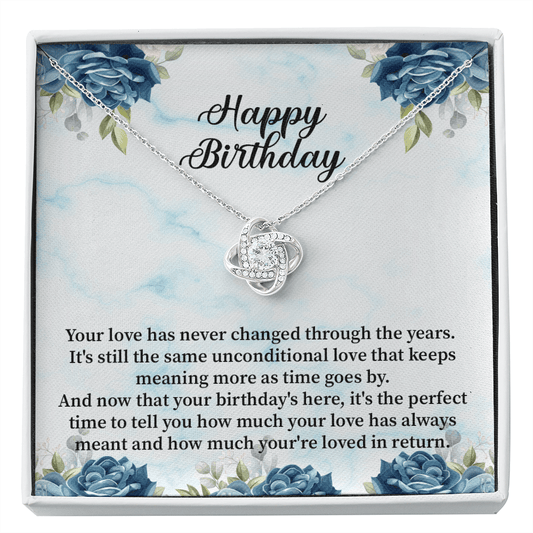 Happy Birthday - Love Knot Necklace Message Card