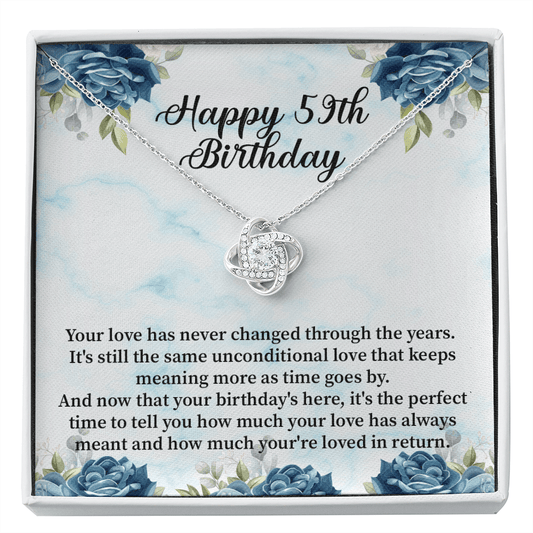 Happy 59th Birthday - Love Knot Necklace Message Card