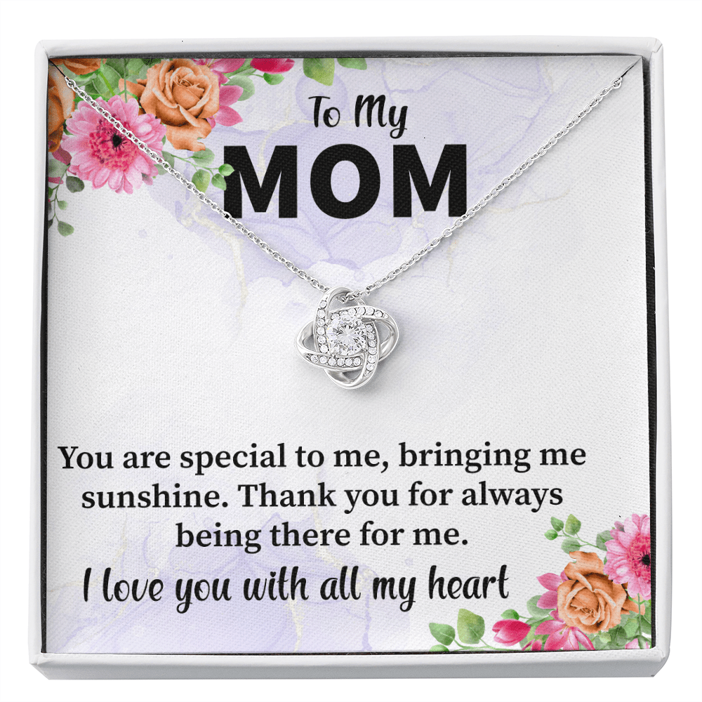 Mom - You Are Special To Me Love Knot Necklace Message Card